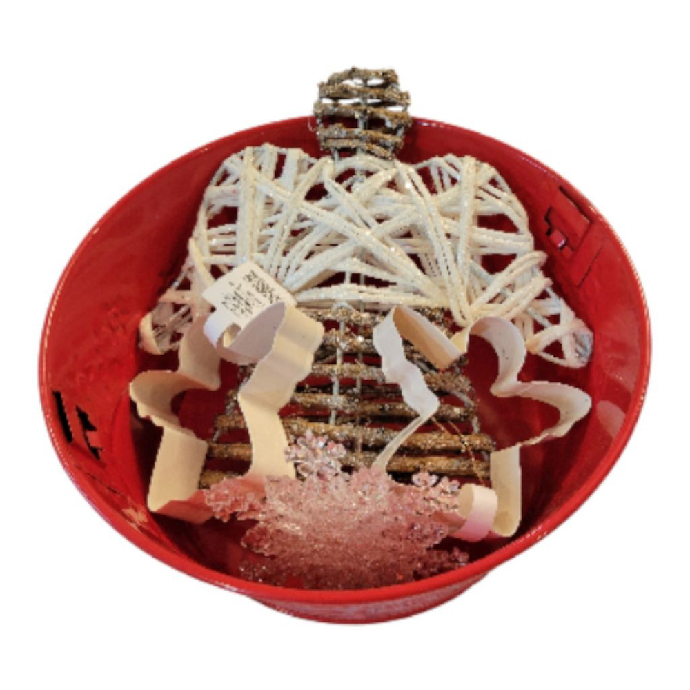 Christmas Angel Topper & Cookie Cutter Set in Red Bucket